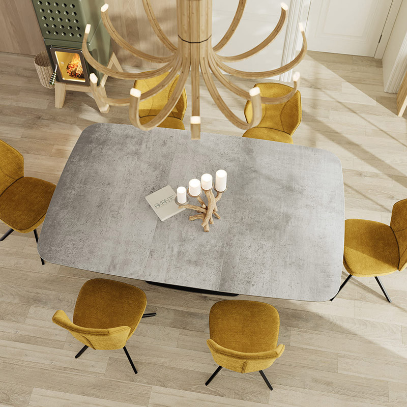 Table carrée avec rallonge SANTIAGO, 7 finitions de plateaux Akante