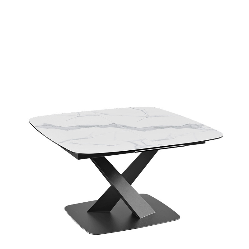 Table carrée avec rallonge SANTIAGO, 7 finitions de plateaux Akante