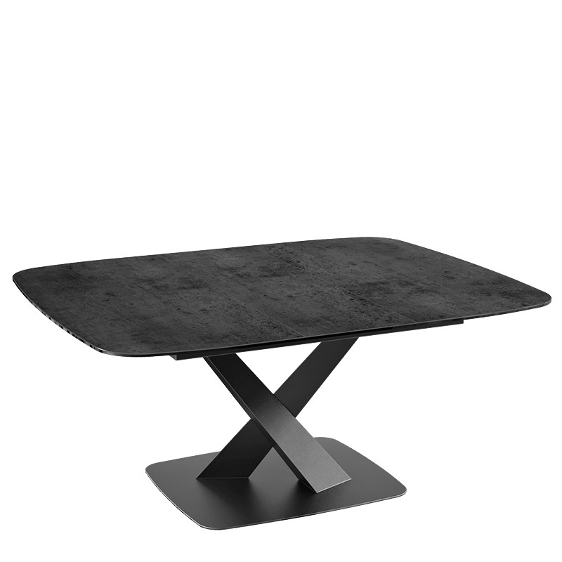 Table carrée avec rallonge SANTIAGO, 7 finitions de plateaux Akante