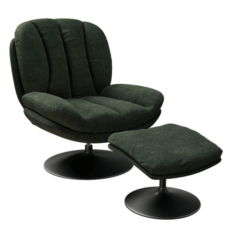 Fauteuil pivotant confortable LISBOA avec pouf assorti, 8 coloris Akante