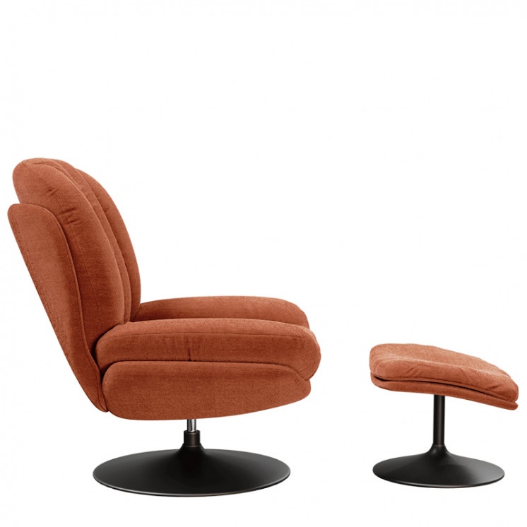 Fauteuil pivotant confortable LISBOA avec pouf assorti, 8 coloris Akante