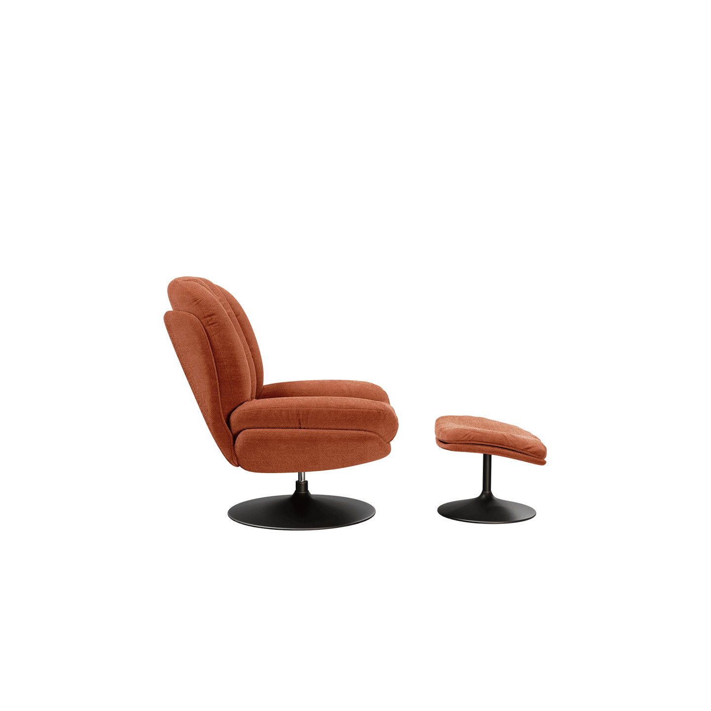 Fauteuil pivotant confortable LISBOA avec pouf assorti, 8 coloris Akante