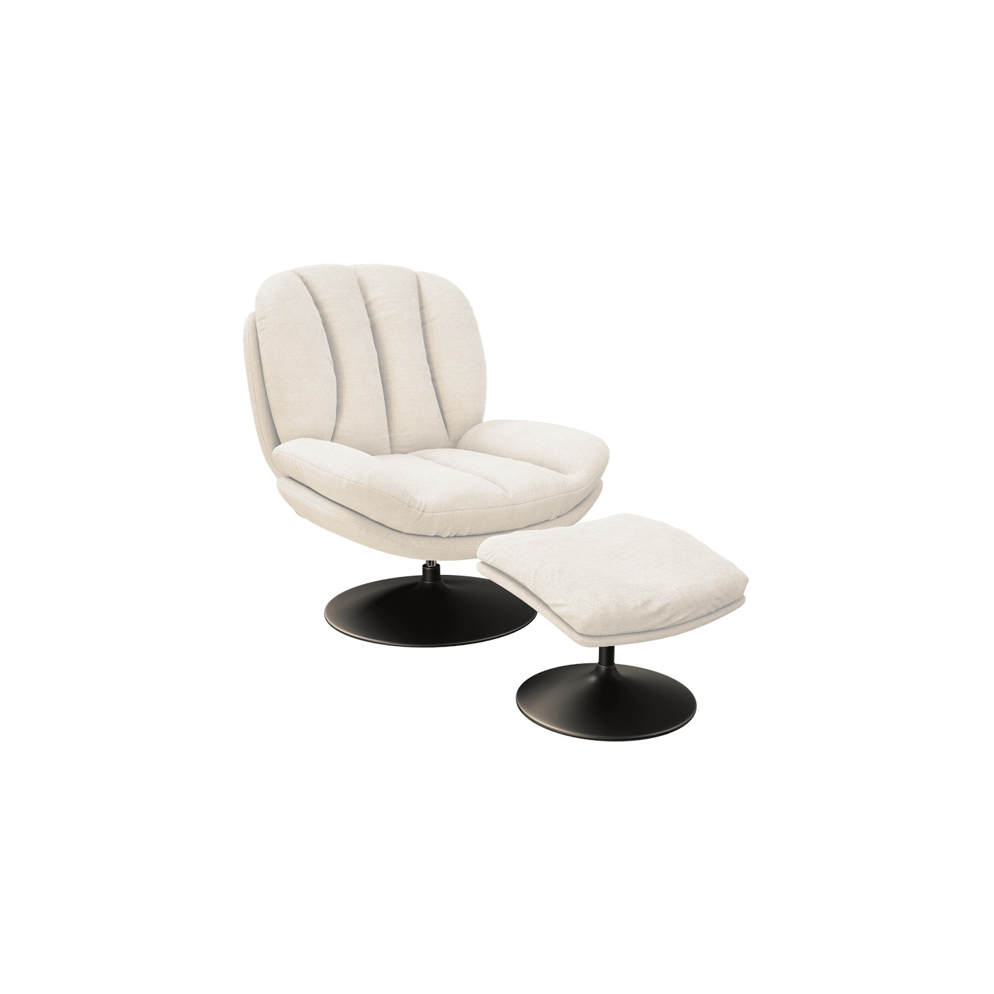 Fauteuil pivotant confortable LISBOA avec pouf assorti, 8 coloris Akante