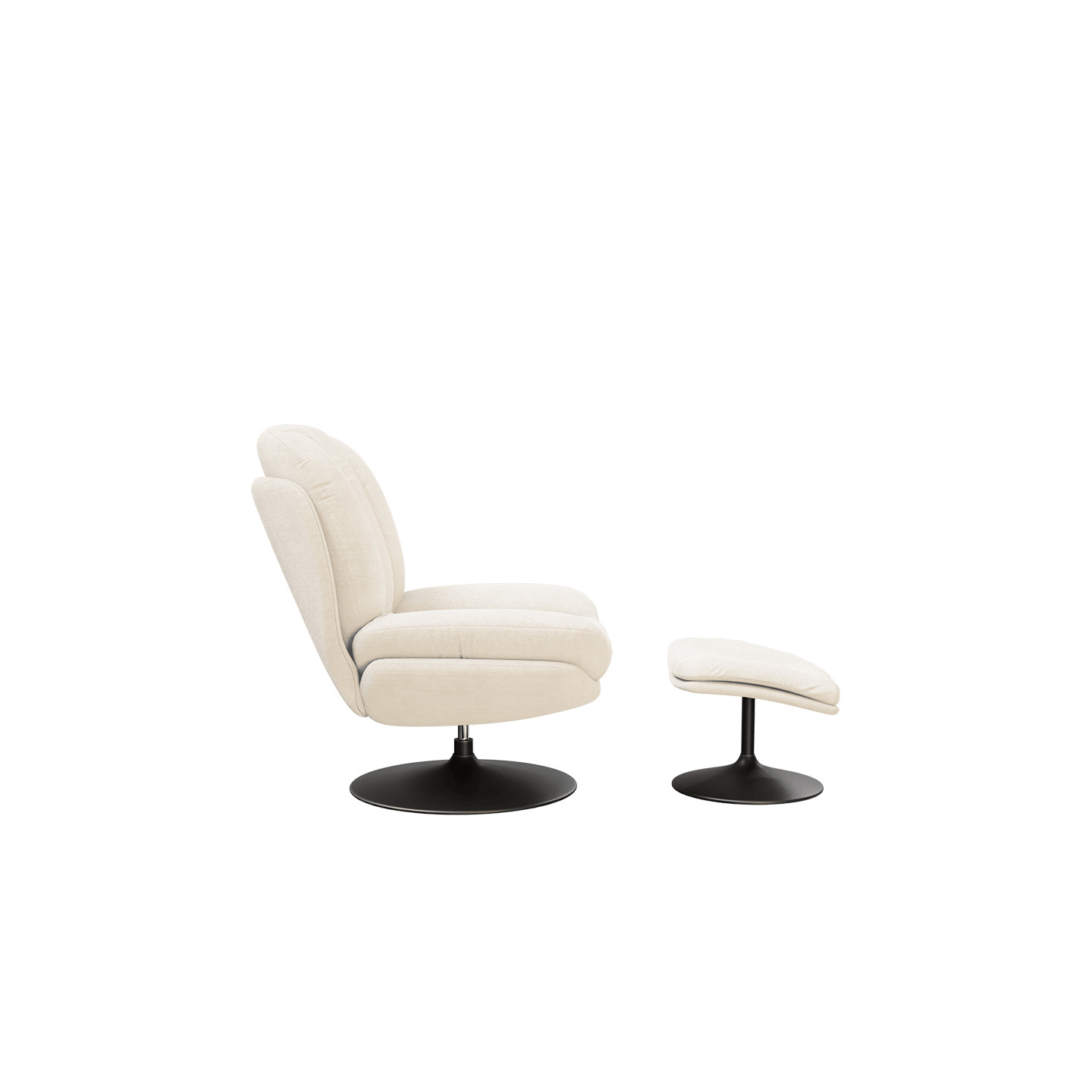 Fauteuil pivotant confortable LISBOA avec pouf assorti, 8 coloris Akante