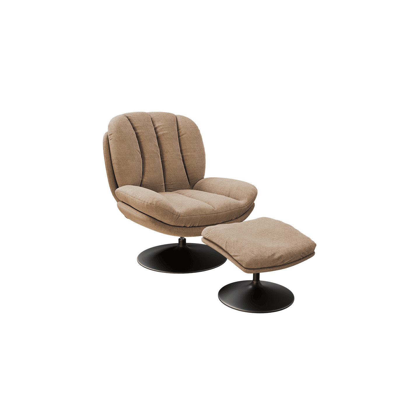 Fauteuil pivotant confortable LISBOA avec pouf assorti, 8 coloris Akante