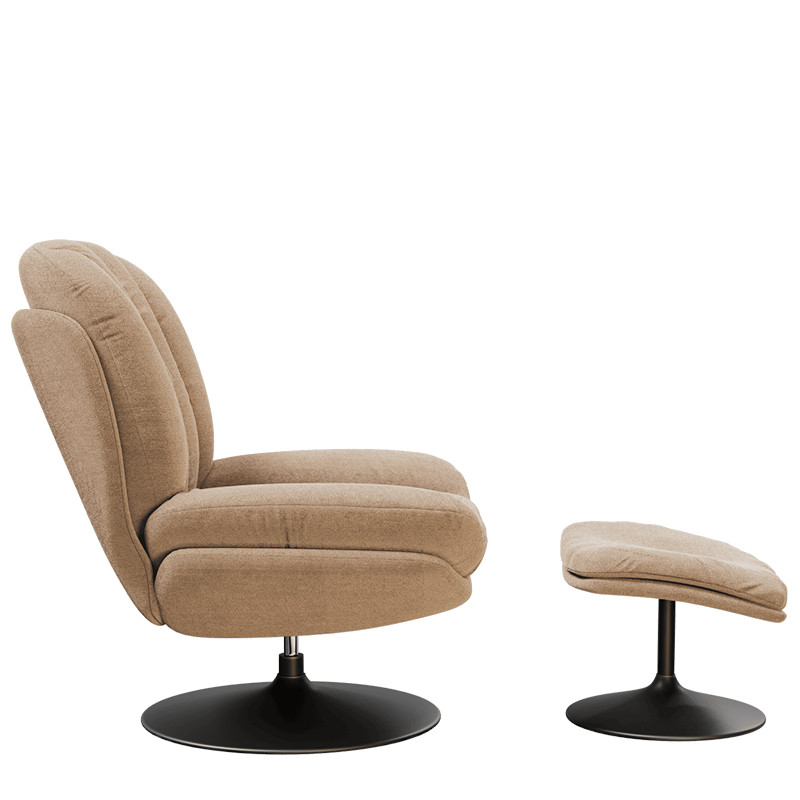 Fauteuil pivotant confortable LISBOA avec pouf assorti, 8 coloris Akante