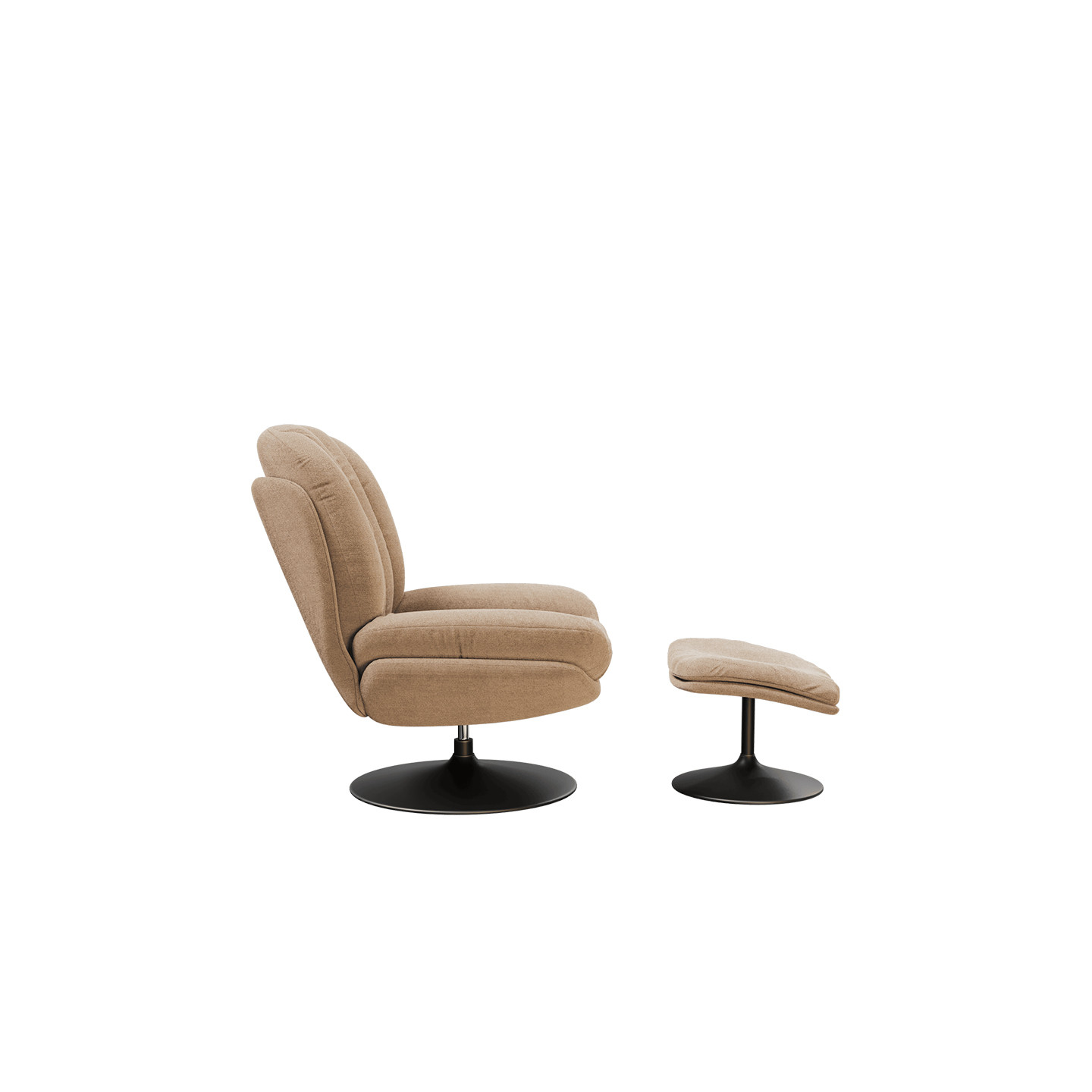 Fauteuil pivotant confortable LISBOA avec pouf assorti, 8 coloris Akante