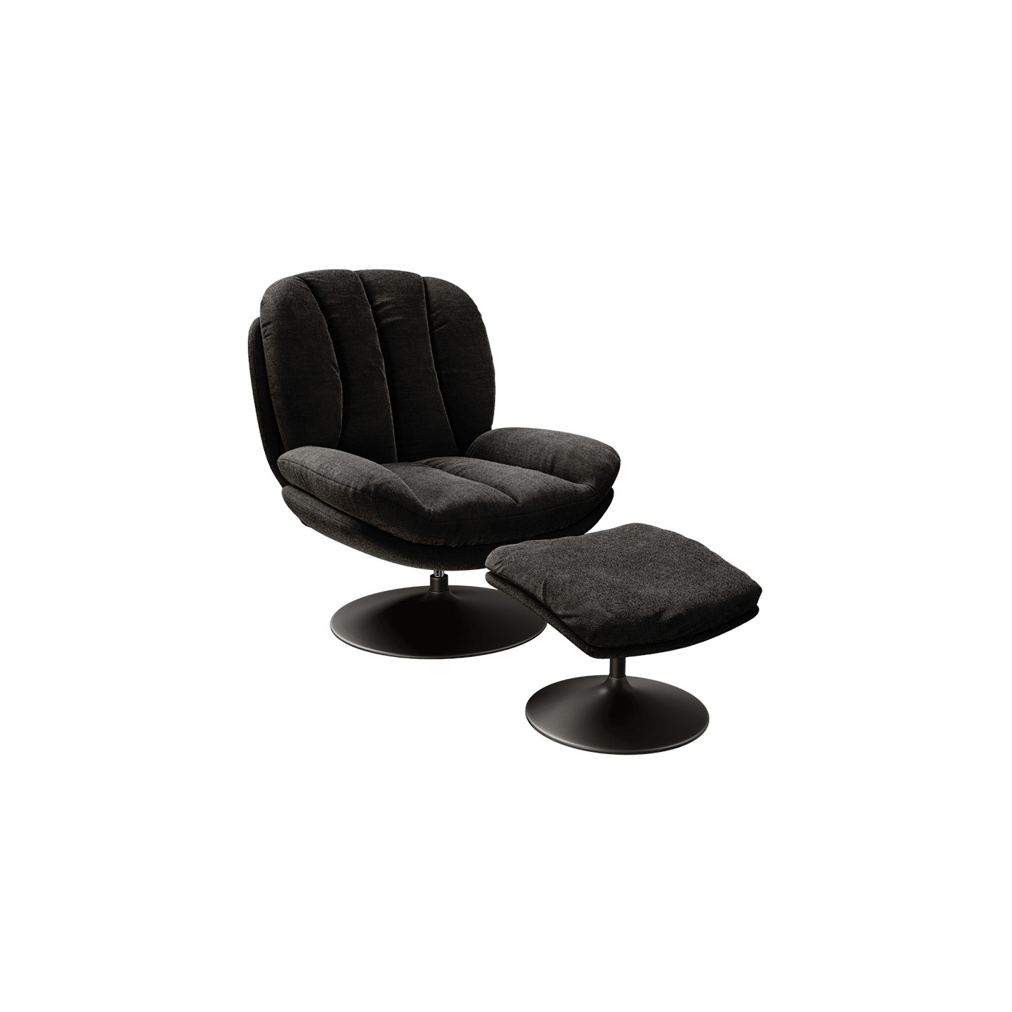 Fauteuil pivotant confortable LISBOA avec pouf assorti, 8 coloris Akante