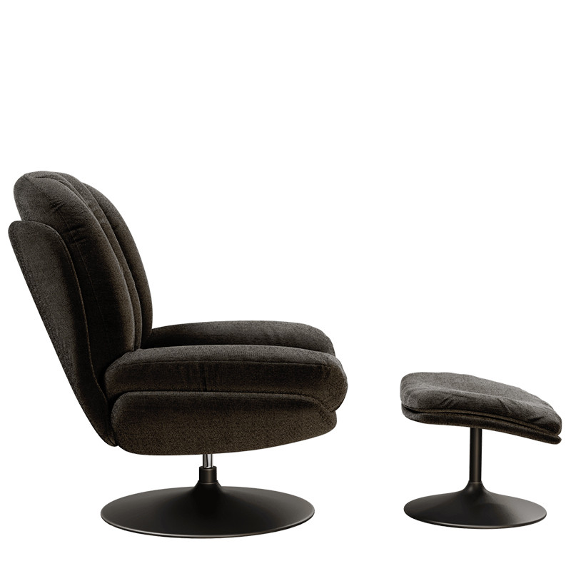 Fauteuil pivotant confortable LISBOA avec pouf assorti, 8 coloris Akante
