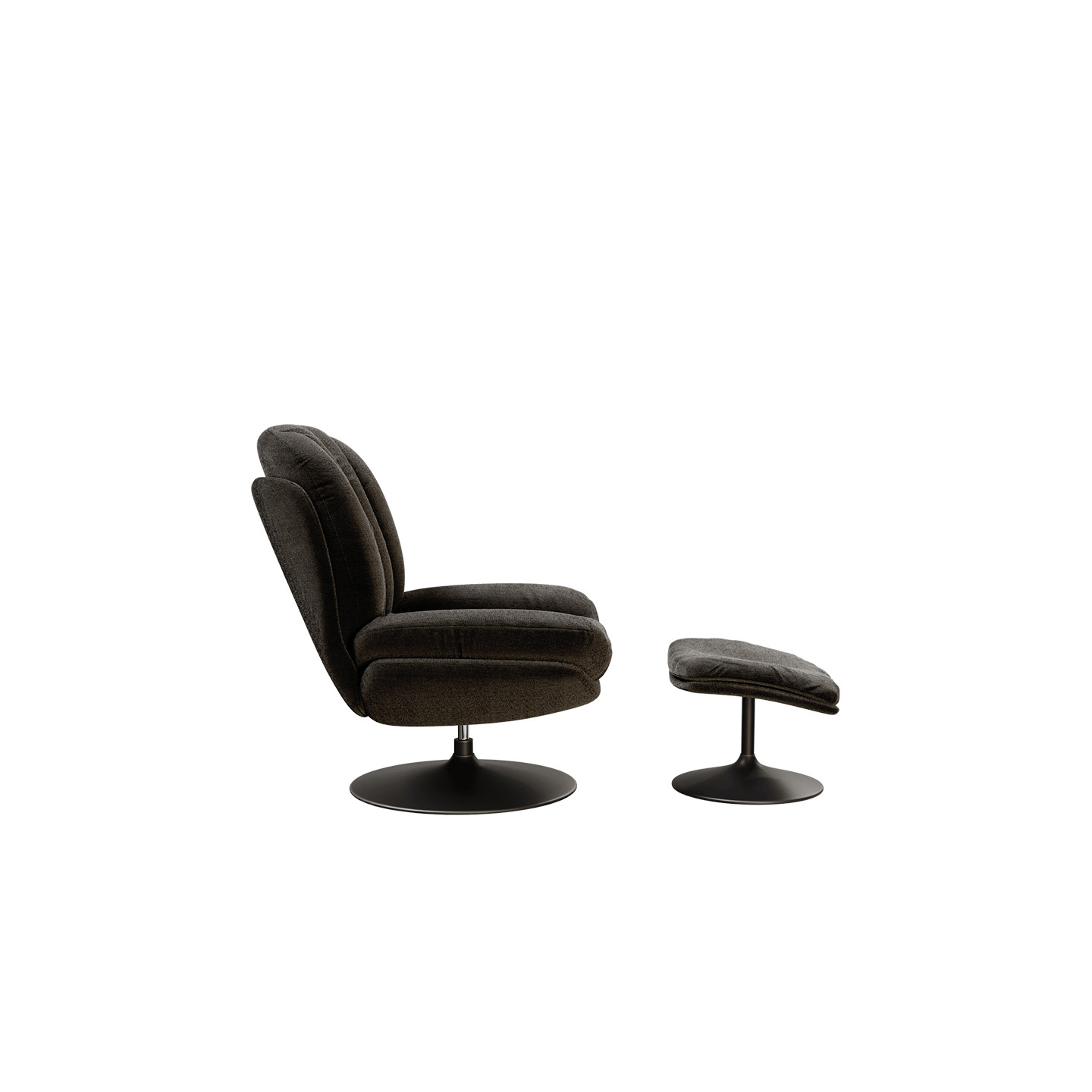 Fauteuil pivotant confortable LISBOA avec pouf assorti, 8 coloris Akante