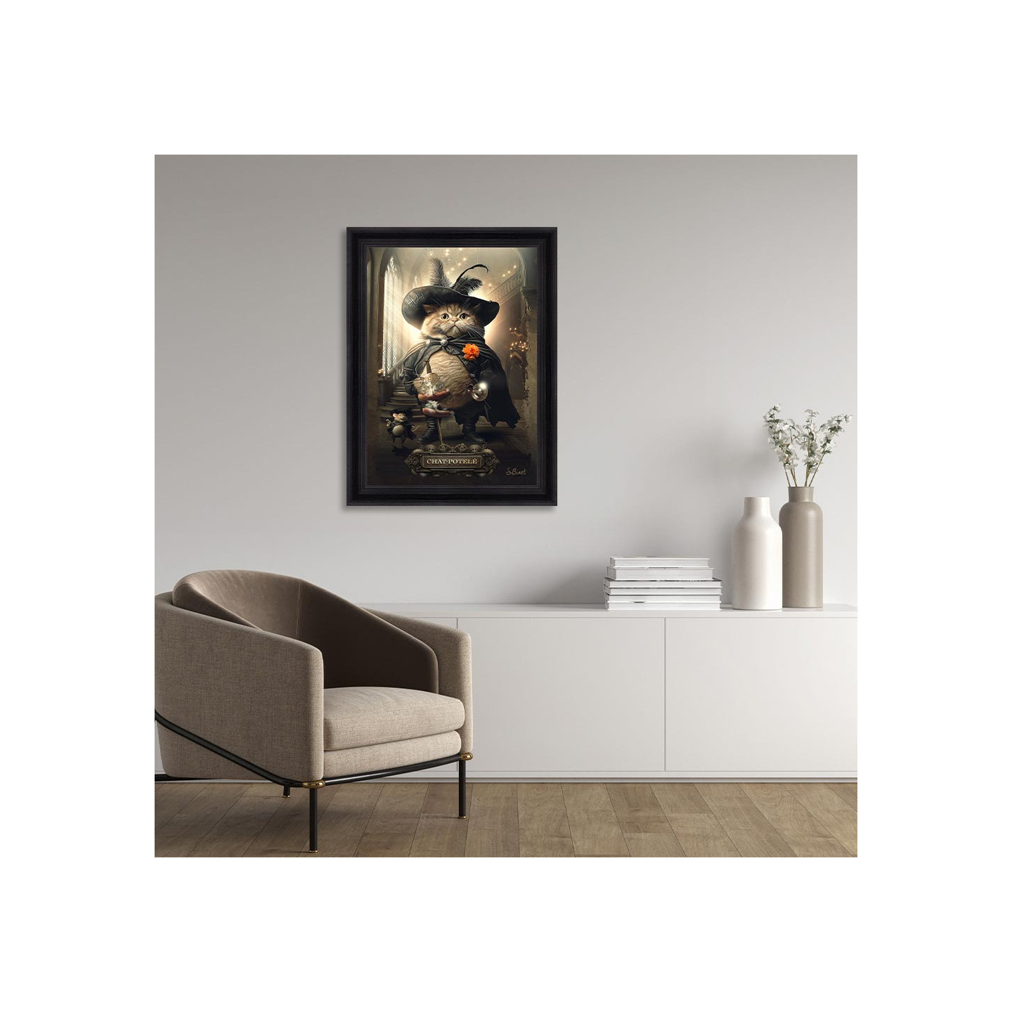 Tableau chat original CHAT-POTELÉ, 2 dimensions Sylvain Binet Cadraven
