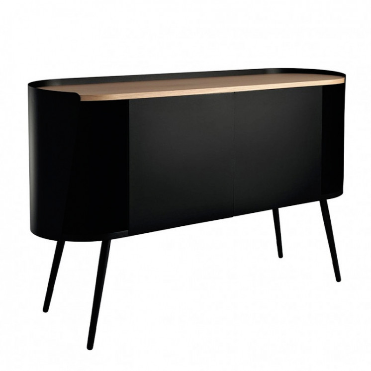 Buffet noir et bois ARMAND 80, plateau chêne Resistub Productions