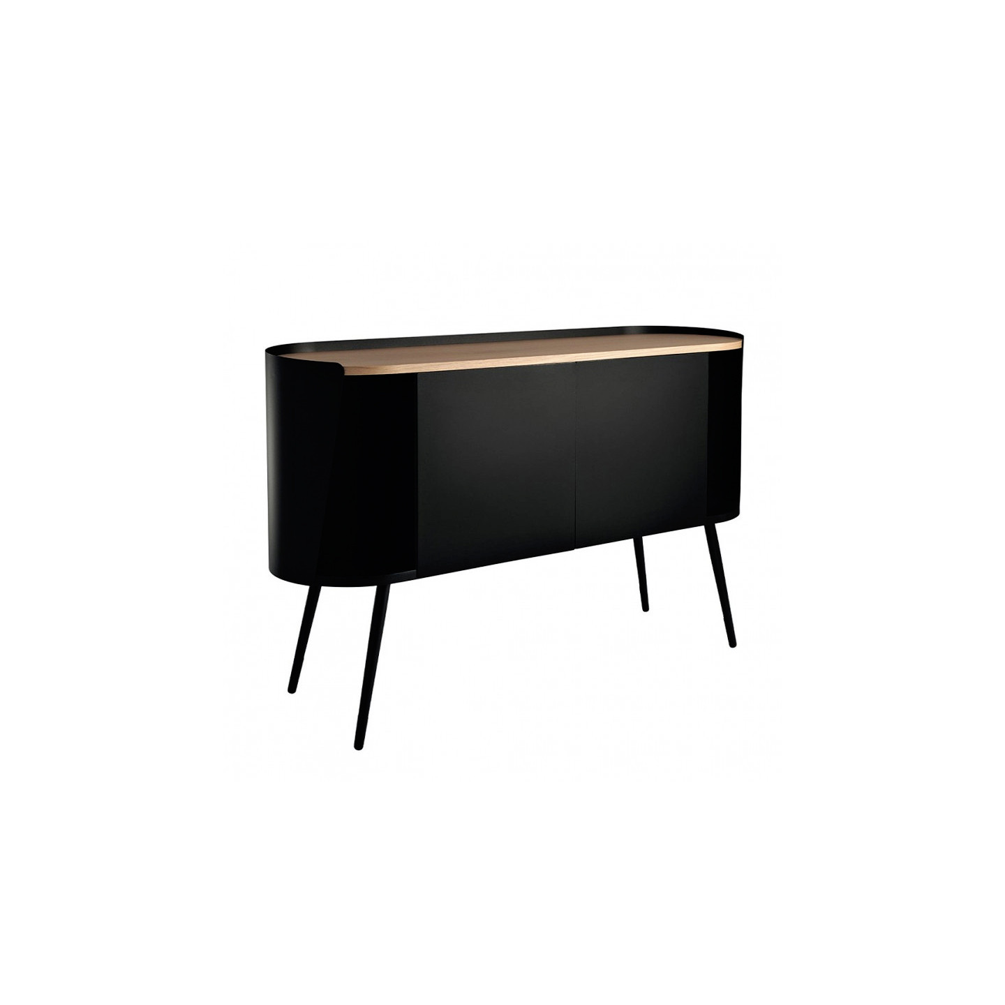Buffet noir et bois ARMAND 80, plateau chêne Resistub Productions