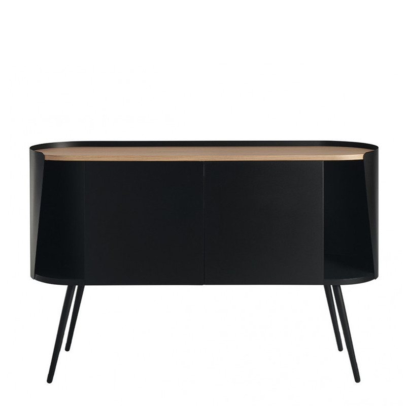 Buffet noir et bois ARMAND 80, plateau chêne Resistub Productions