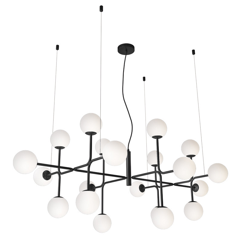Lustre pour plafond cathédrale DORIS noir ou laiton, 20 lumières Acb Lighting