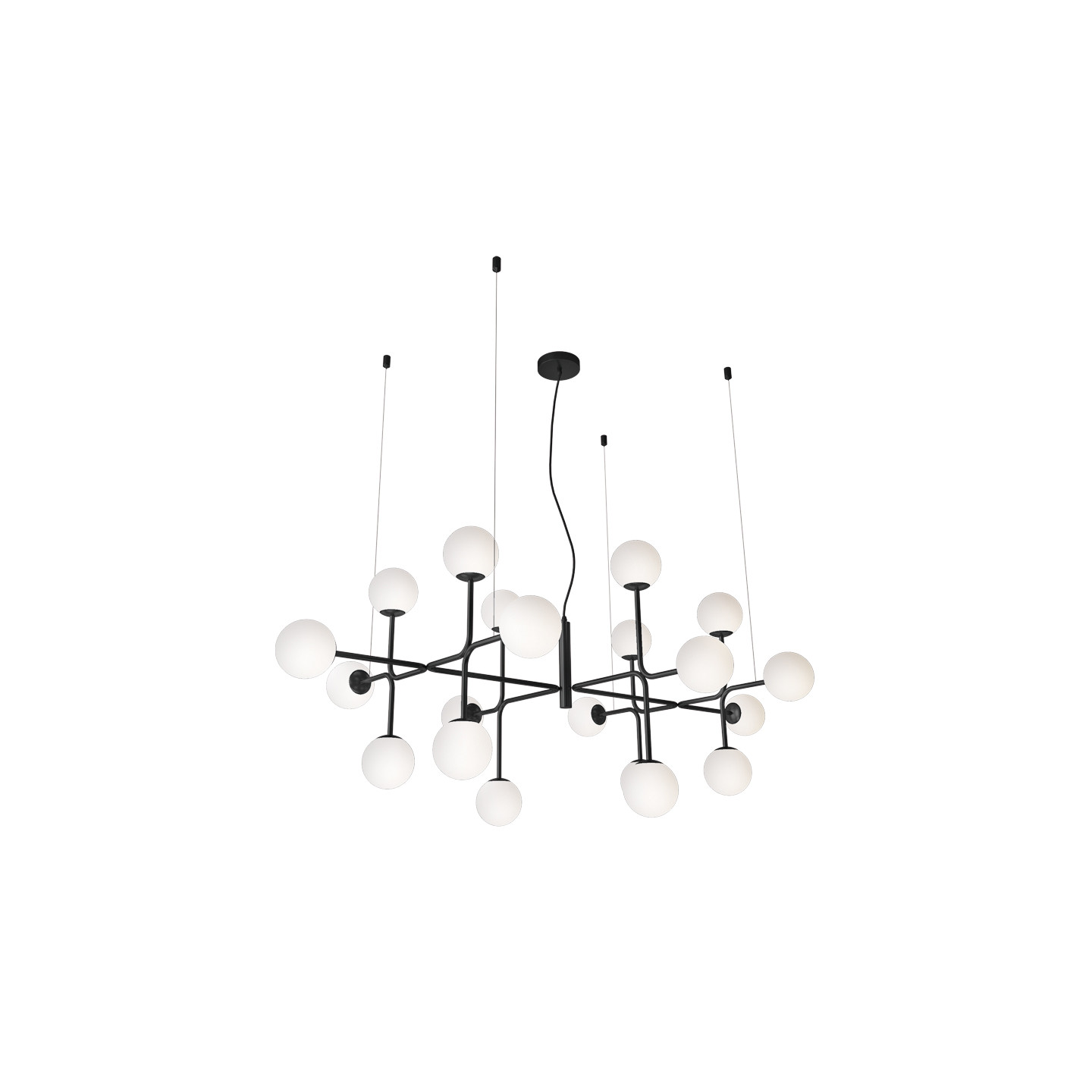 Lustre pour plafond cathédrale DORIS noir ou laiton, 20 lumières Acb Lighting