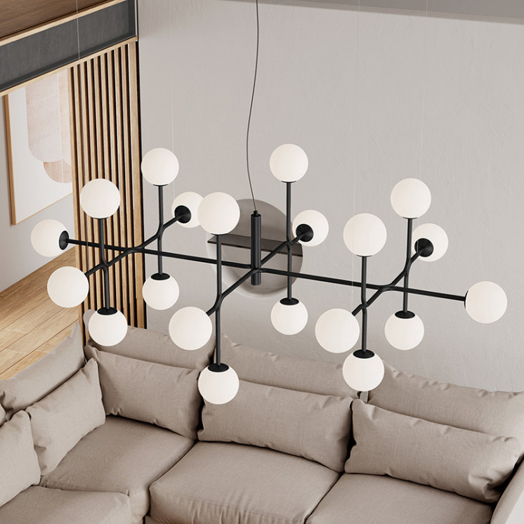 Lustre pour plafond cathédrale DORIS noir ou laiton, 20 lumières Acb Lighting