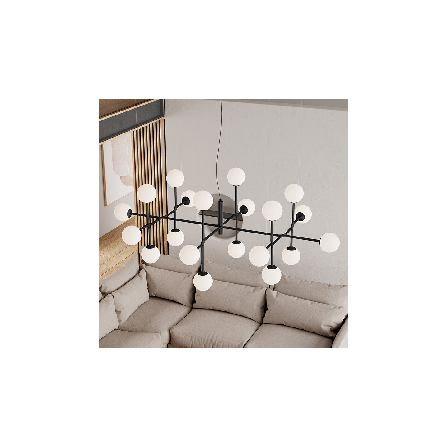 Lustre pour plafond cathédrale DORIS noir ou laiton, 20 lumières Acb Lighting