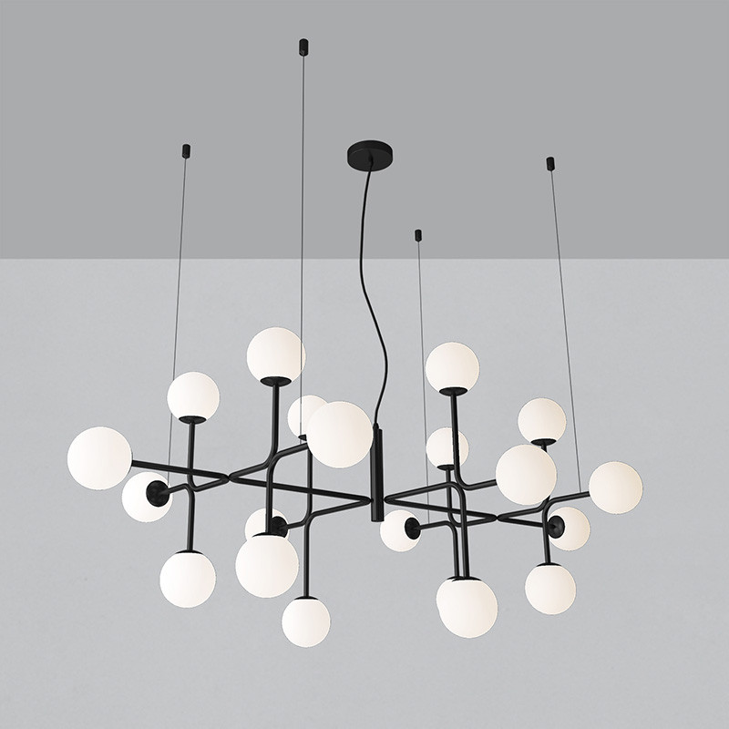 Lustre pour plafond cathédrale DORIS noir ou laiton, 20 lumières Acb Lighting