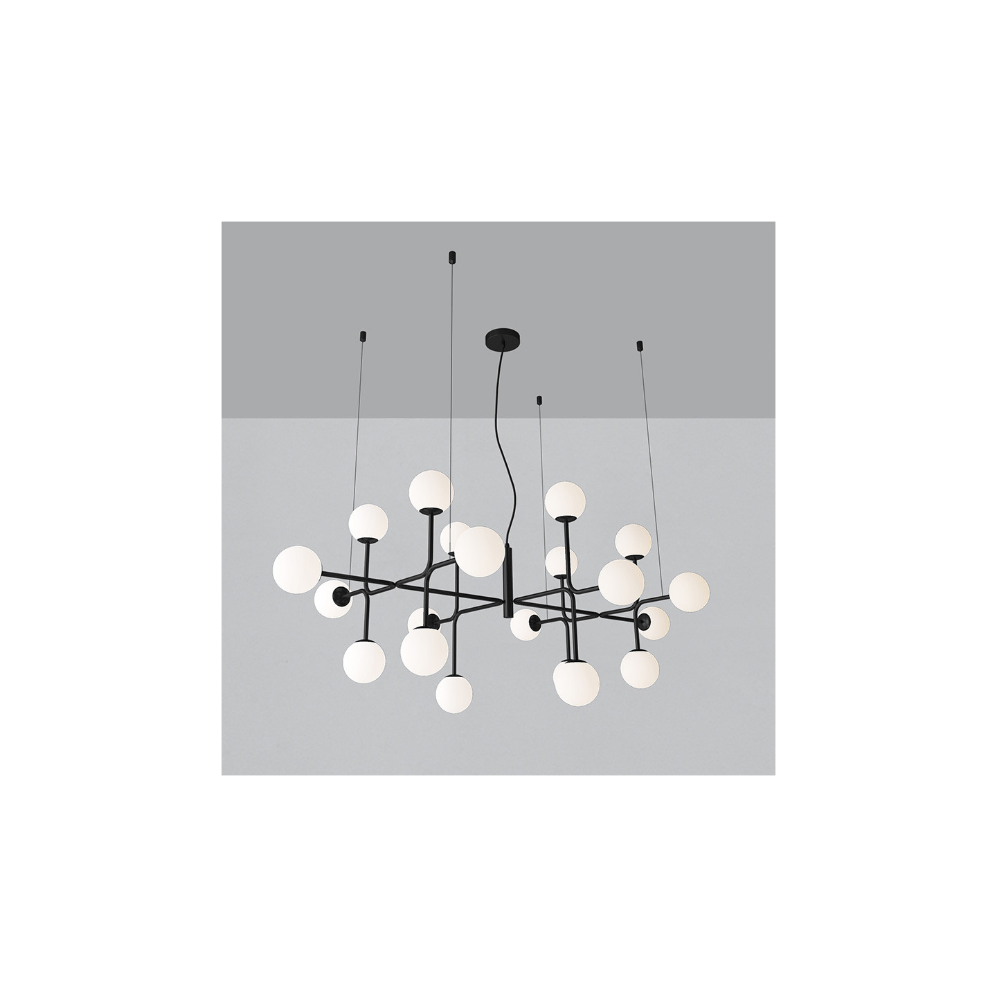 Lustre pour plafond cathédrale DORIS noir ou laiton, 20 lumières Acb Lighting