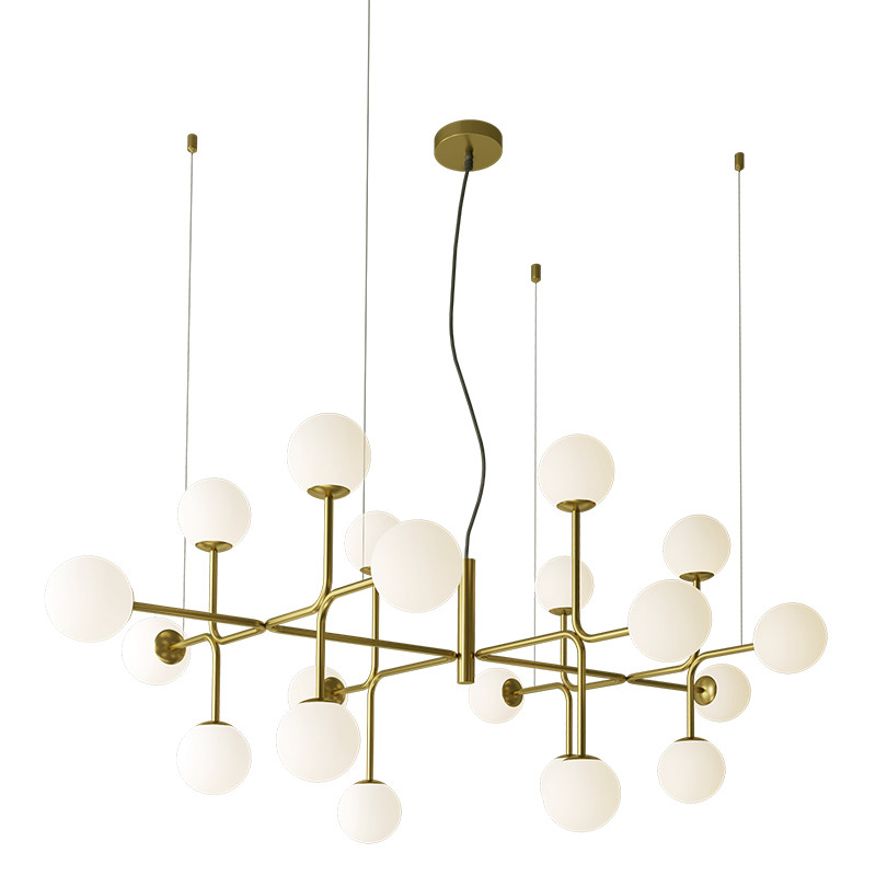 Lustre pour plafond cathédrale DORIS noir ou laiton, 20 lumières Acb Lighting