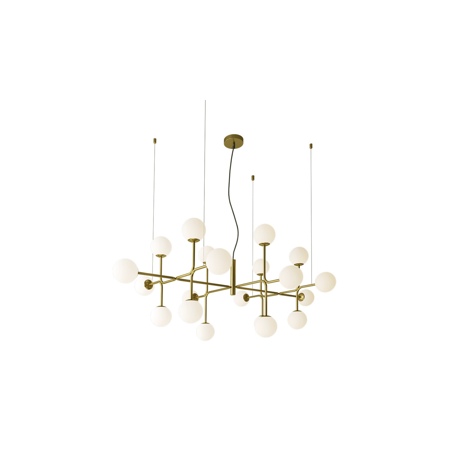 Lustre pour plafond cathédrale DORIS noir ou laiton, 20 lumières Acb Lighting
