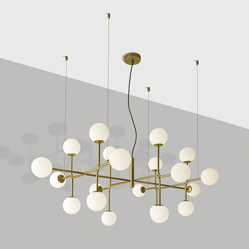 Lustre pour plafond cathédrale DORIS noir ou laiton, 20 lumières Acb Lighting