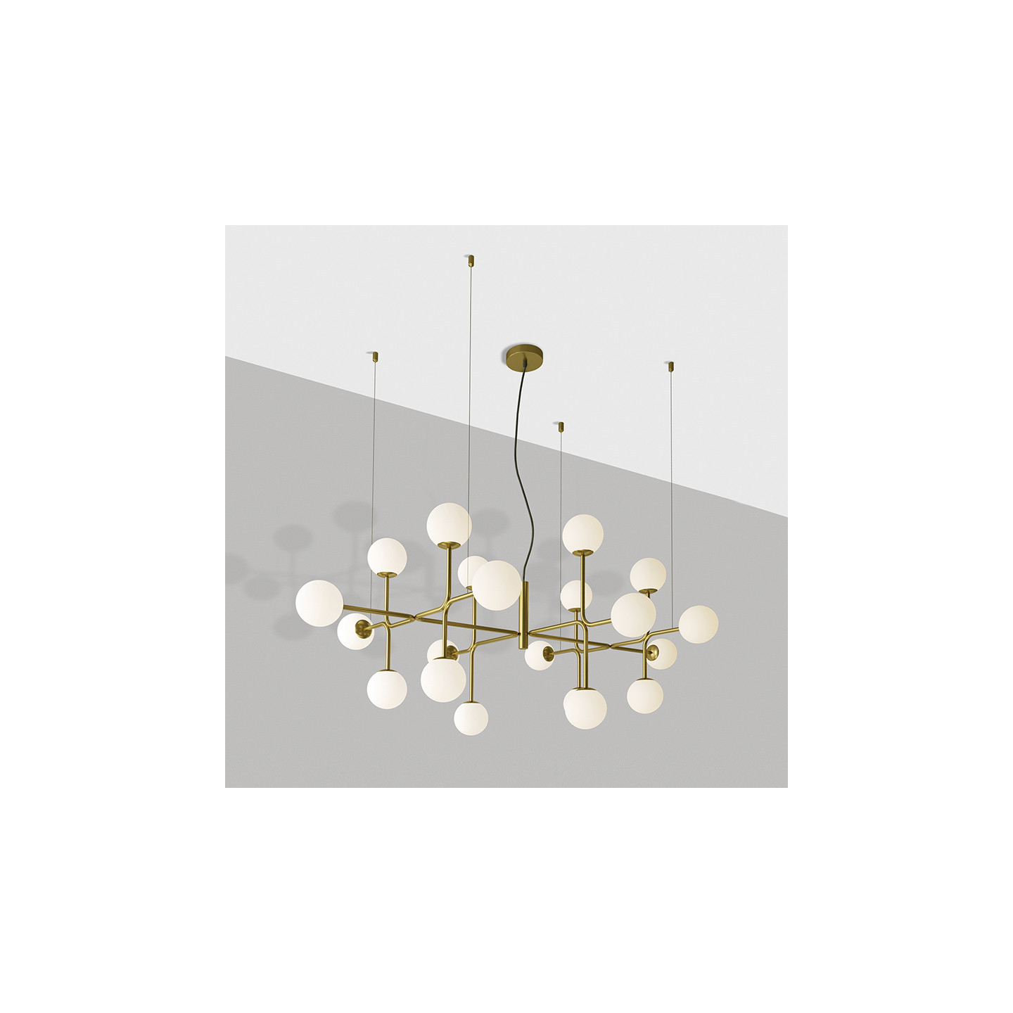 Lustre pour plafond cathédrale DORIS noir ou laiton, 20 lumières Acb Lighting