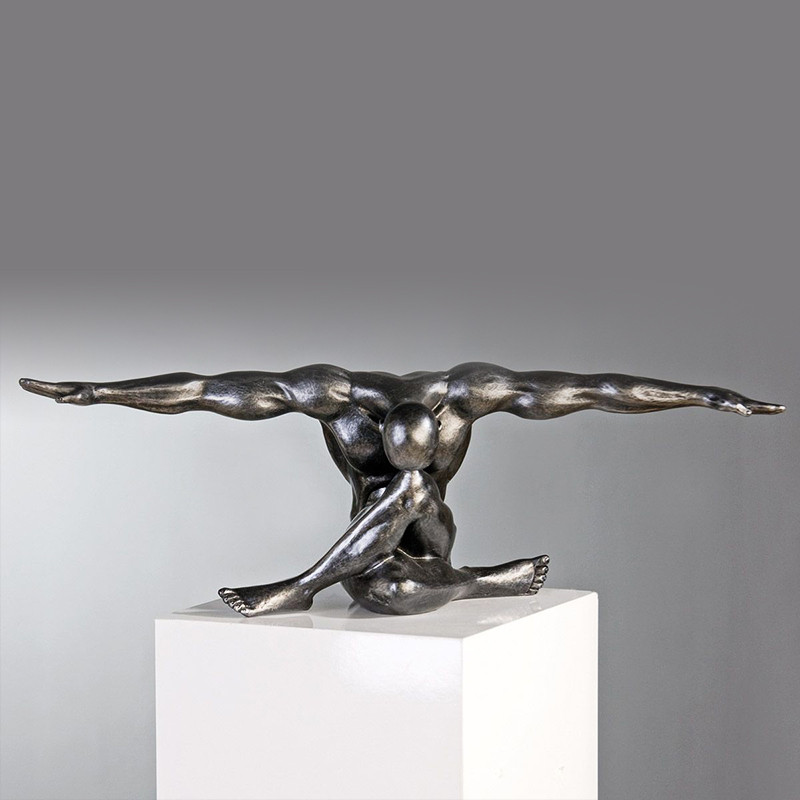 Statue homme athlète CLIFFHANGER argenté ou bronze Gilde