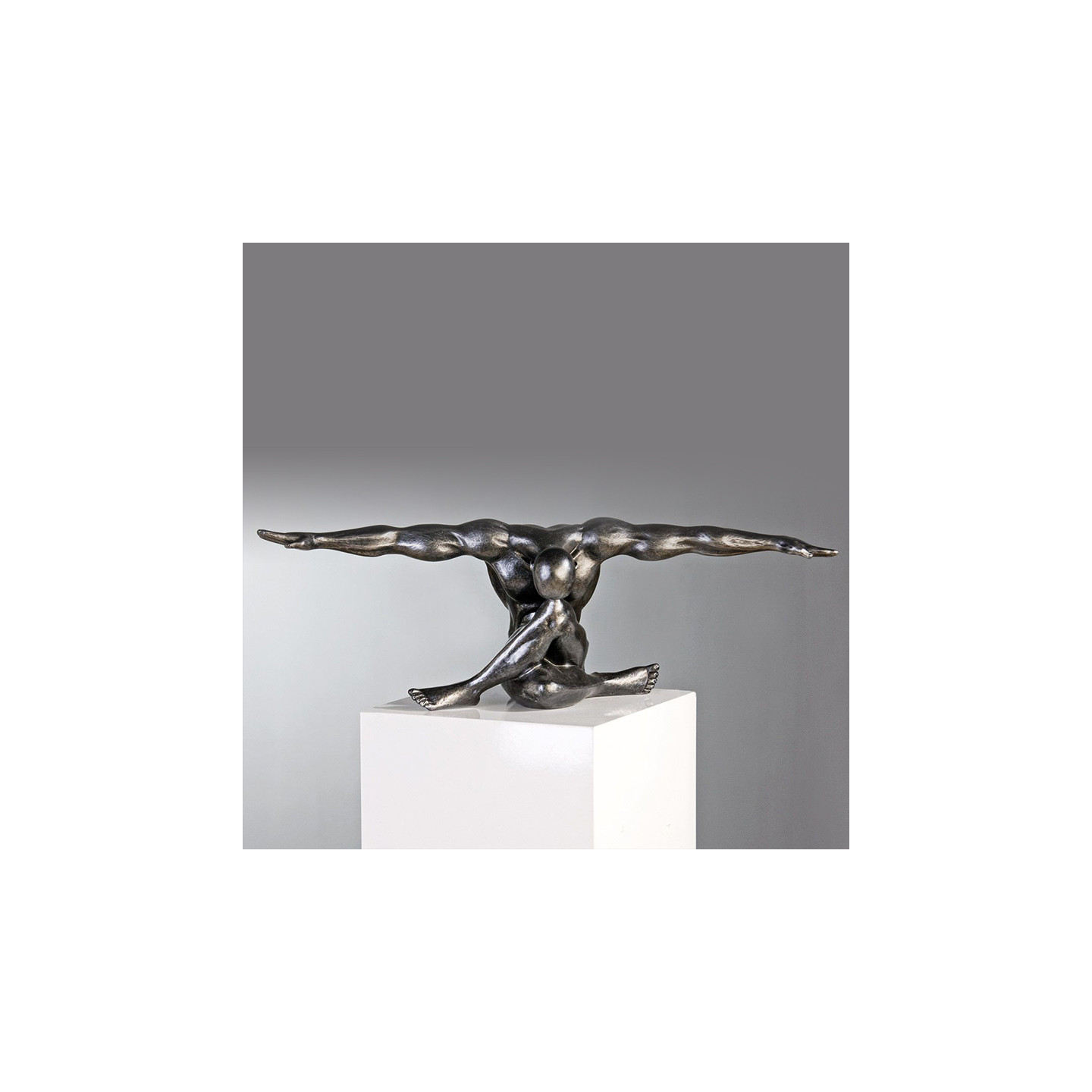 Statue homme athlète CLIFFHANGER argenté ou bronze Gilde