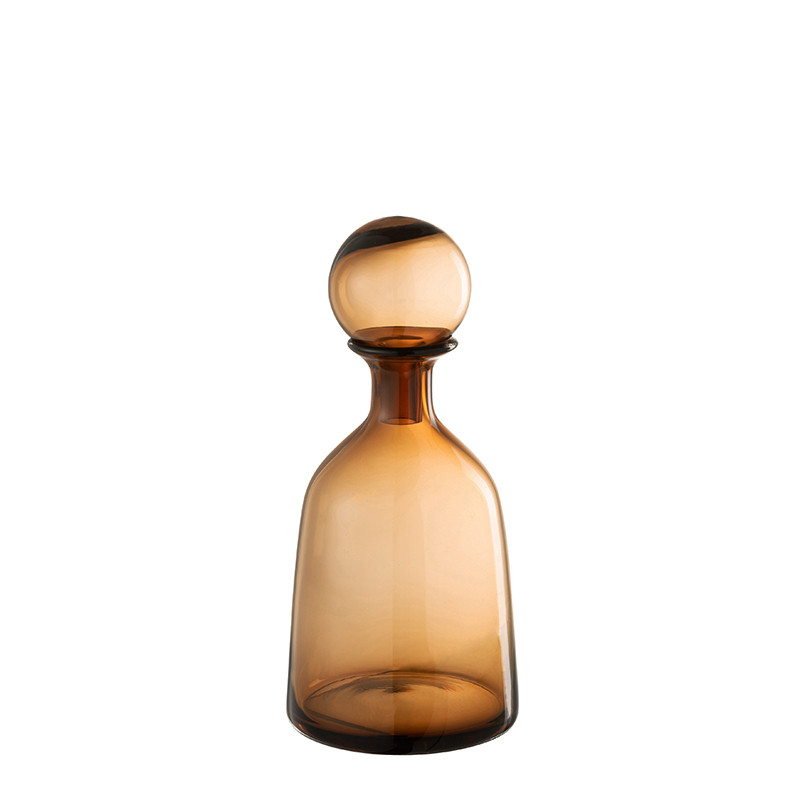 Bouteille décorative en verre BUBBLE ambré, 2 tailles J-Line
