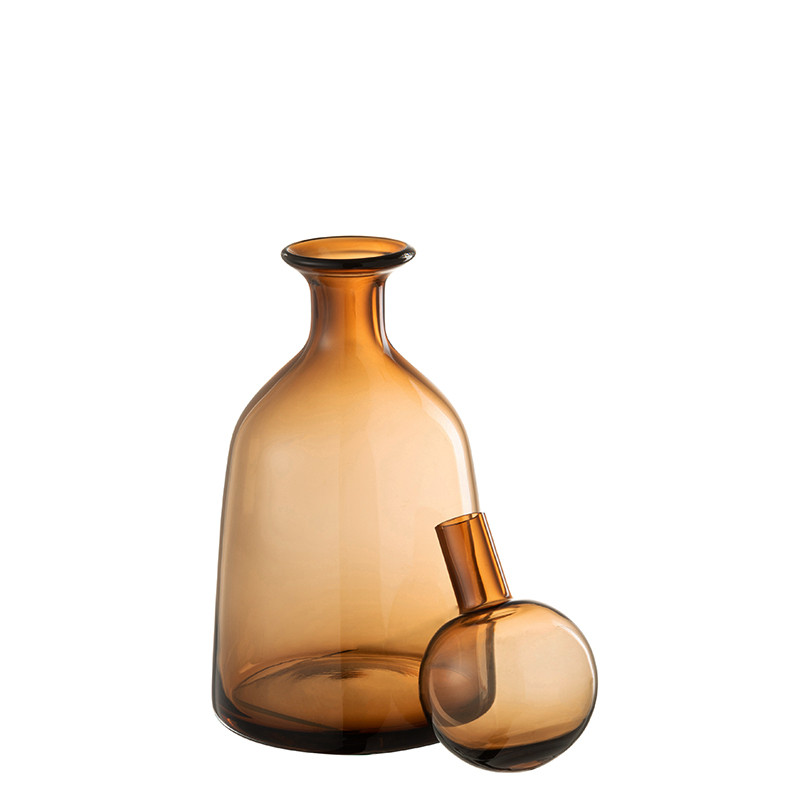 Bouteille décorative en verre BUBBLE ambré, 2 tailles J-Line