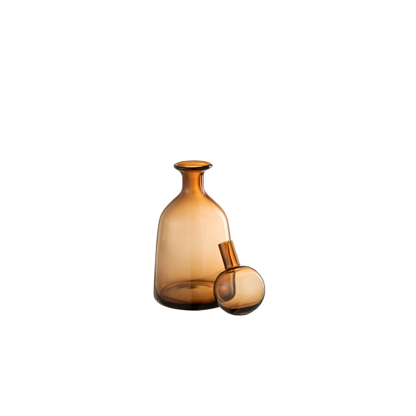 Bouteille décorative en verre BUBBLE ambré, 2 tailles J-Line