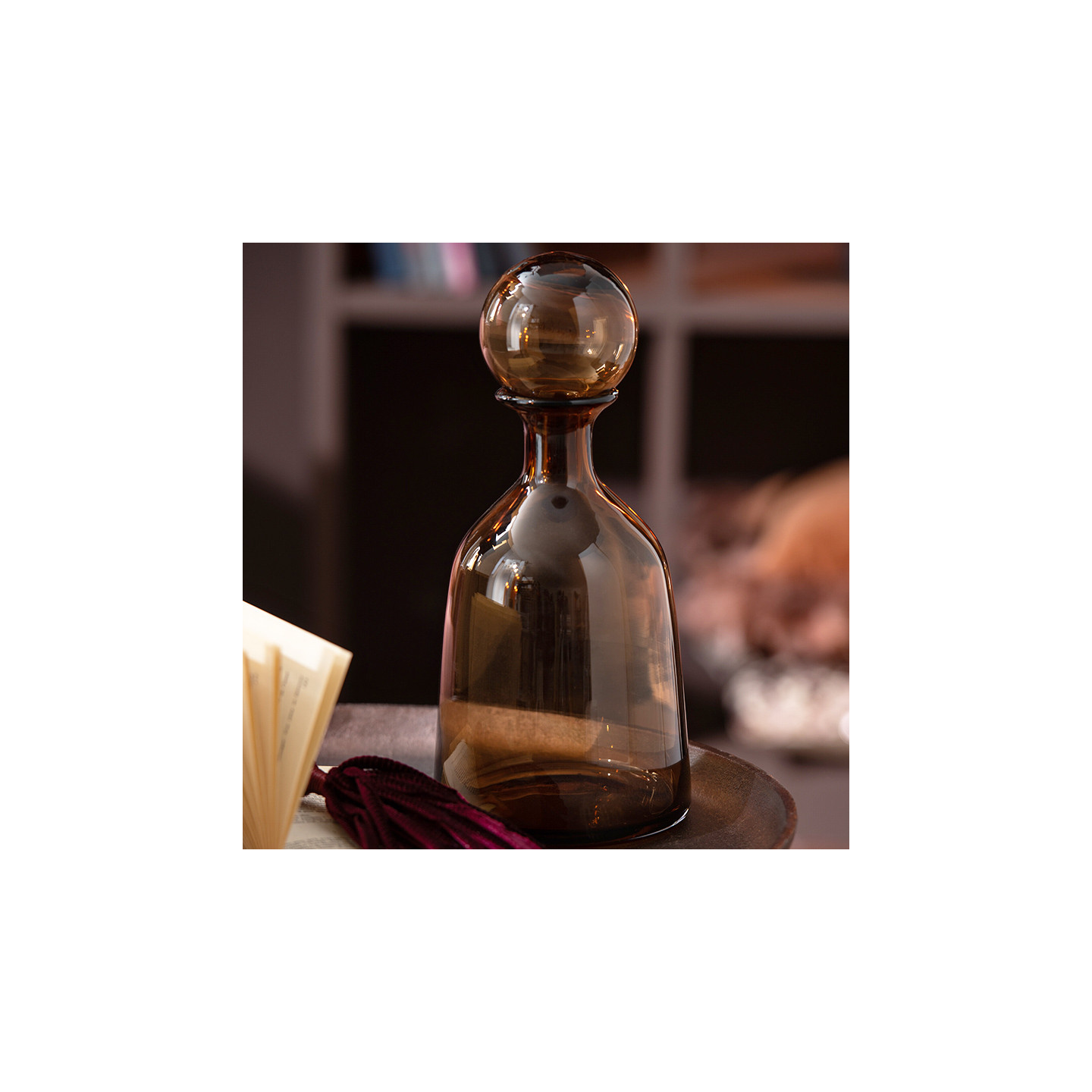 Bouteille décorative en verre BUBBLE ambré, 2 tailles J-Line