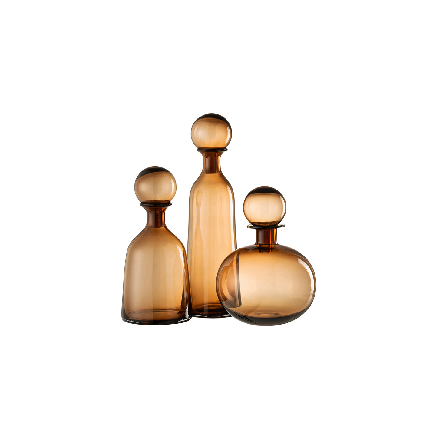 Bouteille décorative en verre BUBBLE ambré, 2 tailles J-Line