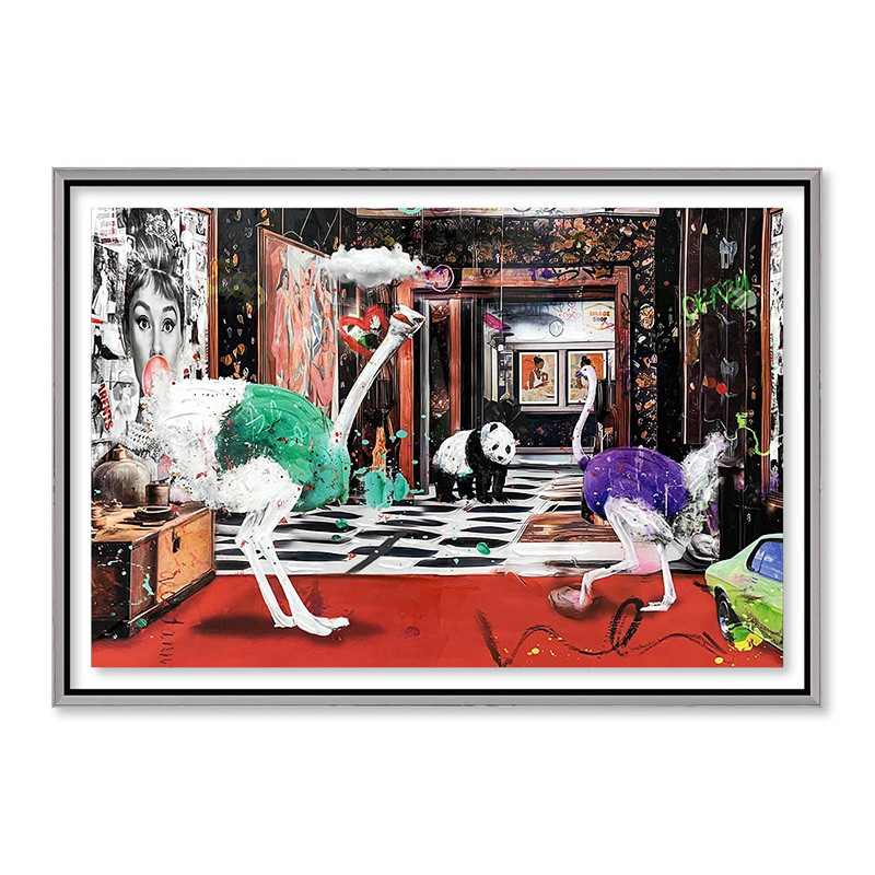 Tableau autruche pop art THE OSTRICH HOTEL Cadraven