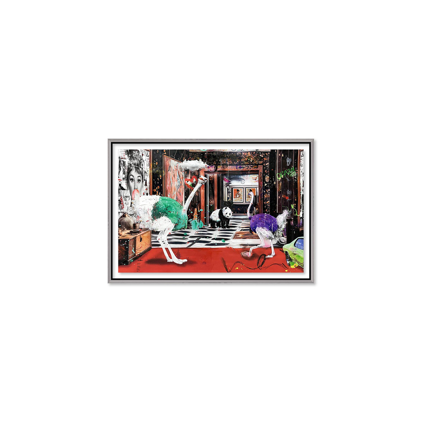 Tableau autruche pop art THE OSTRICH HOTEL Cadraven