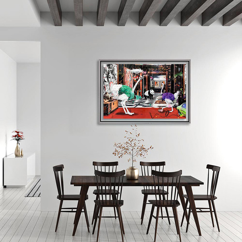 Tableau autruche pop art THE OSTRICH HOTEL Cadraven