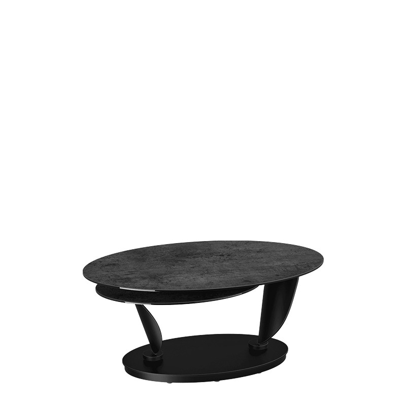 Table basse plateaux pivotants ROSA double céramique, 7 finitions Akante