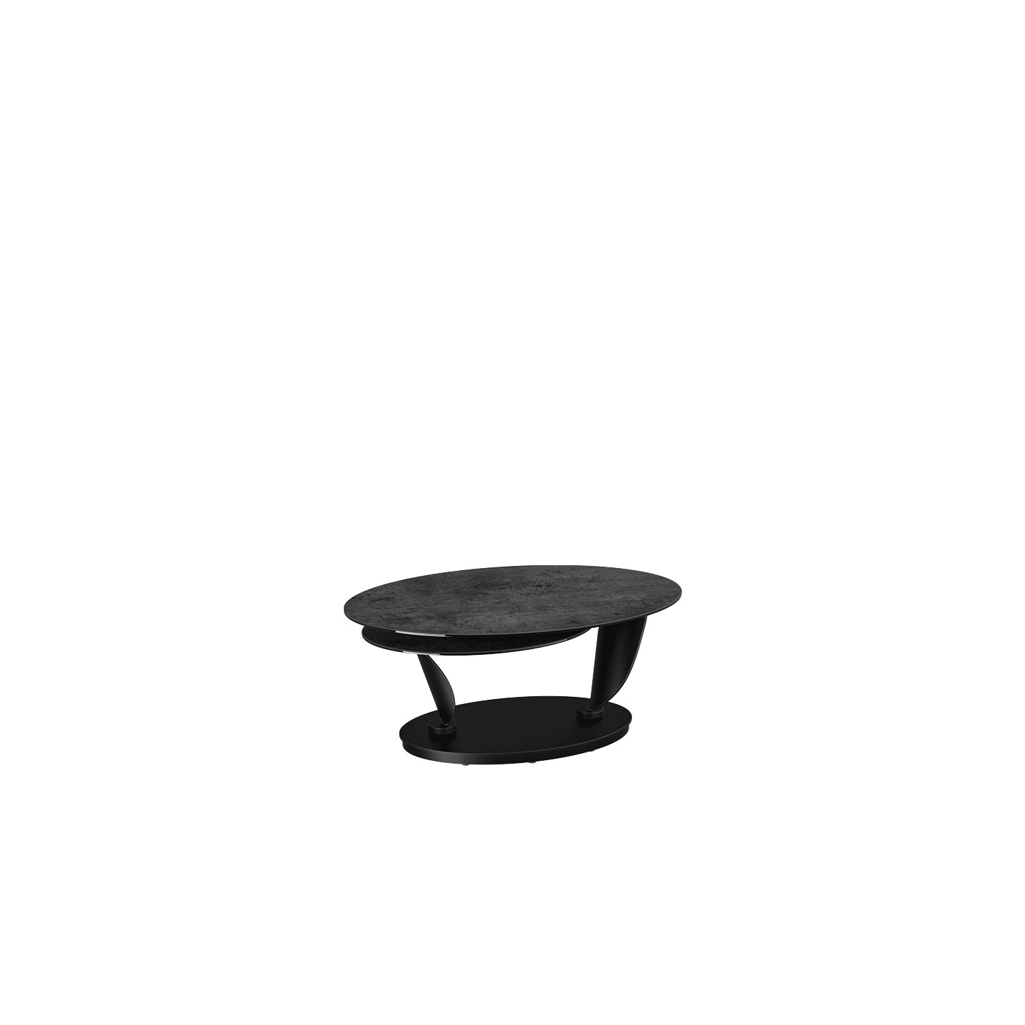 Table basse plateaux pivotants ROSA double céramique, 7 finitions Akante
