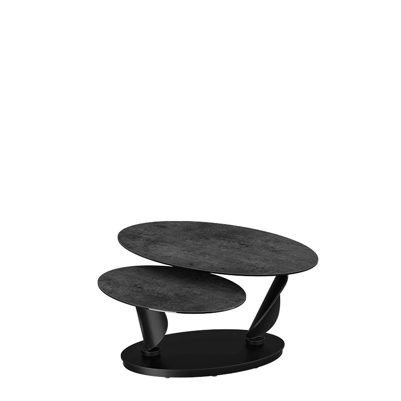 Table basse plateaux pivotants ROSA double céramique, 7 finitions Akante