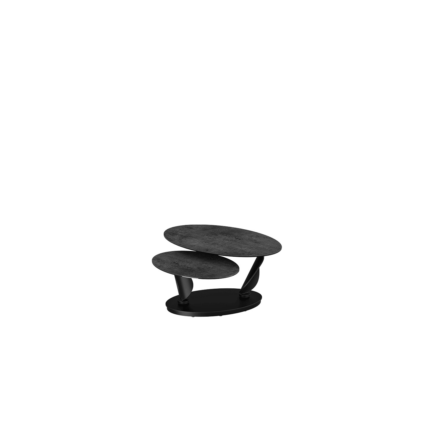 Table basse plateaux pivotants ROSA double céramique, 7 finitions Akante