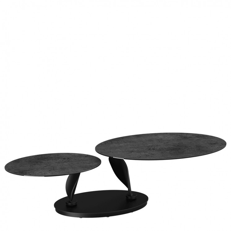 Table basse plateaux pivotants ROSA double céramique, 7 finitions Akante