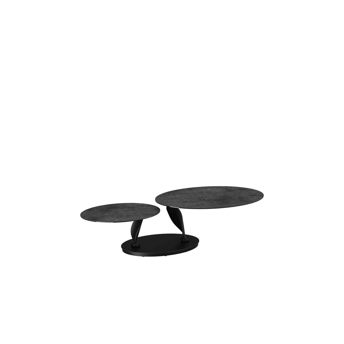 Table basse plateaux pivotants ROSA double céramique, 7 finitions Akante