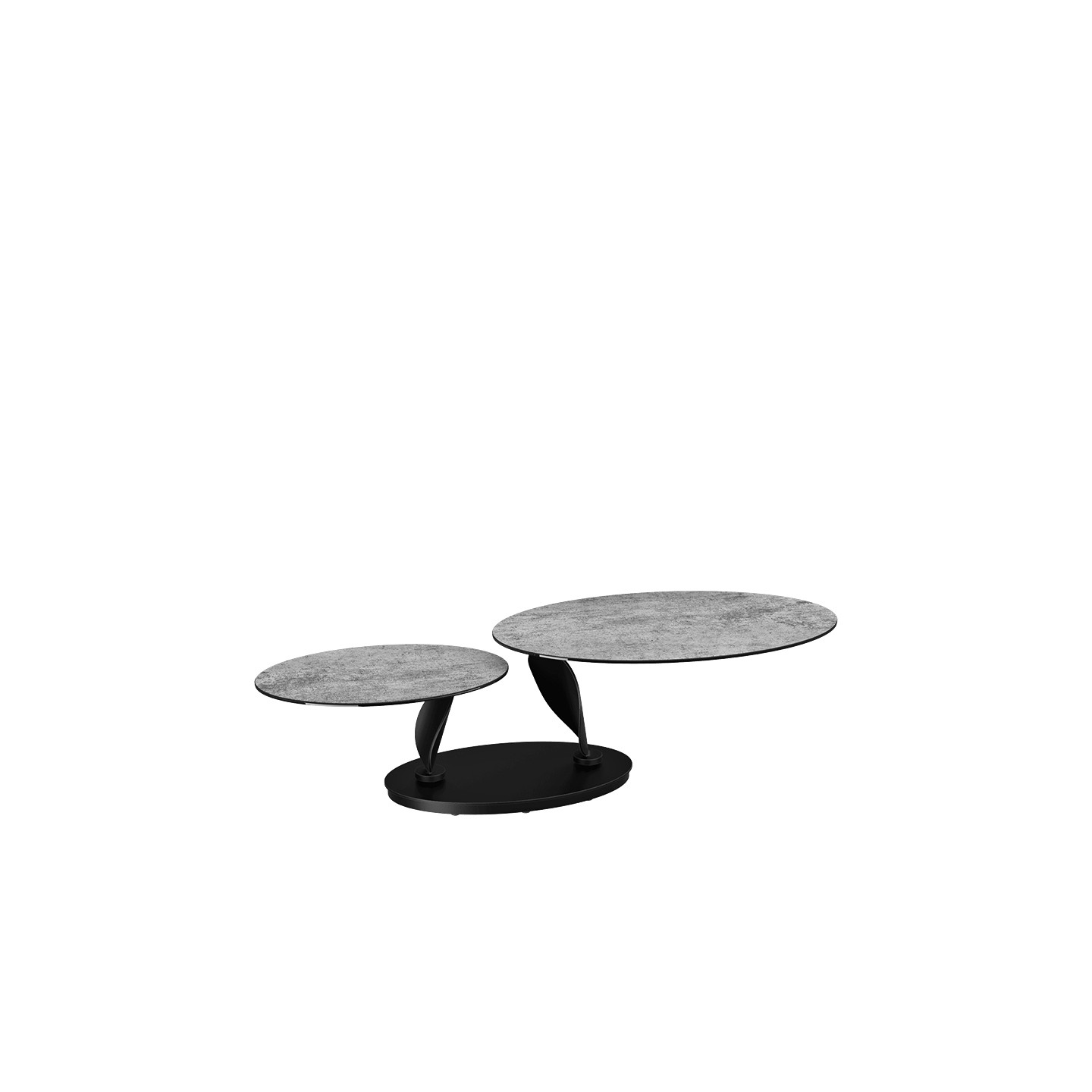 Table basse plateaux pivotants ROSA double céramique, 7 finitions Akante
