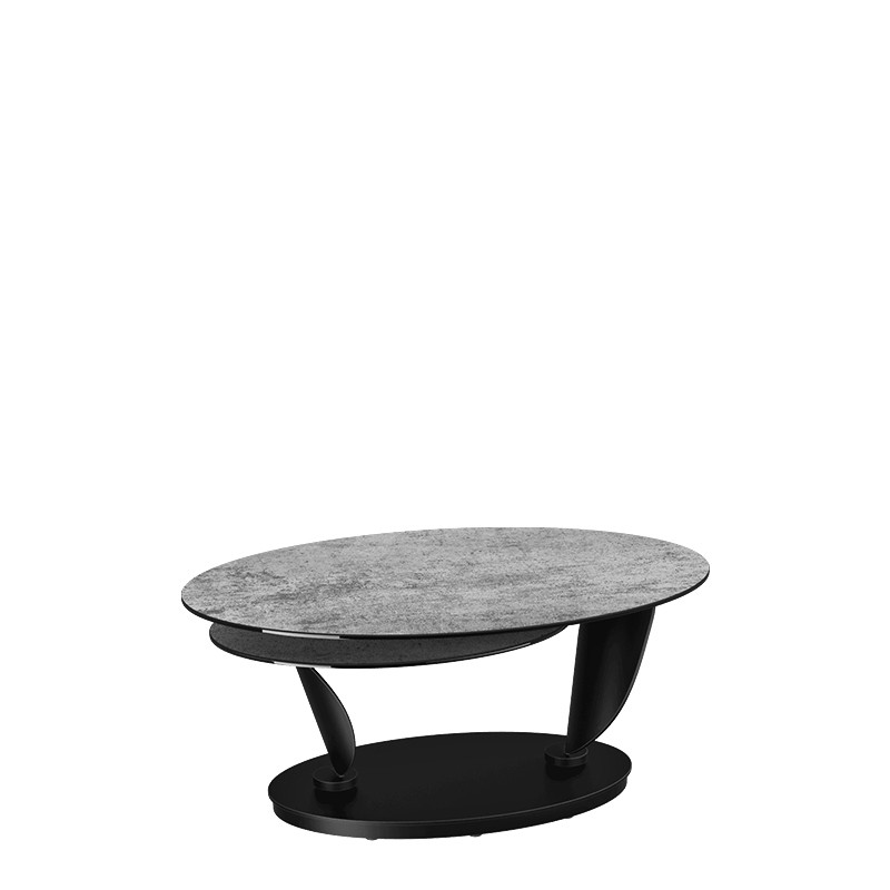 Table basse plateaux pivotants ROSA double céramique, 7 finitions Akante