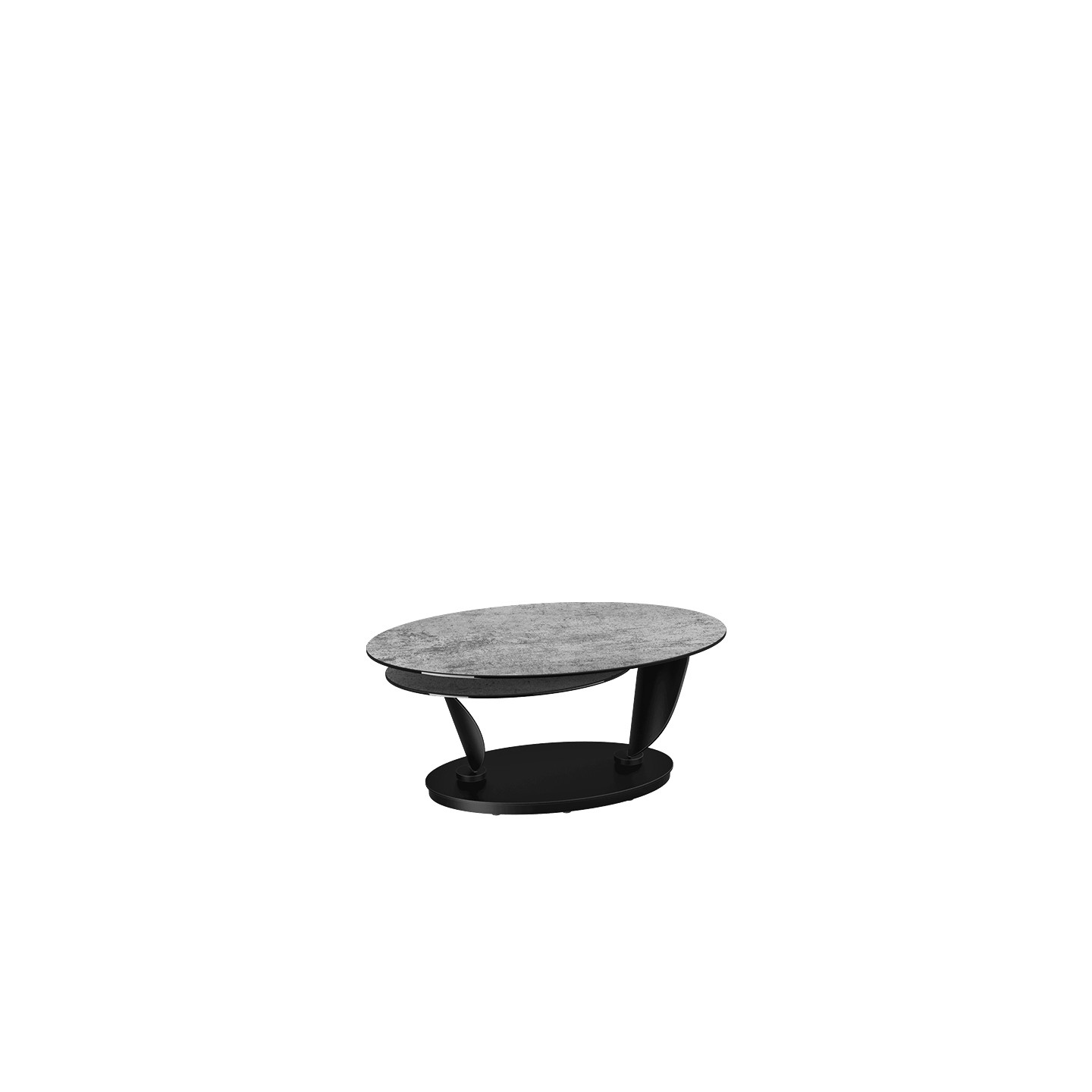 Table basse plateaux pivotants ROSA double céramique, 7 finitions Akante