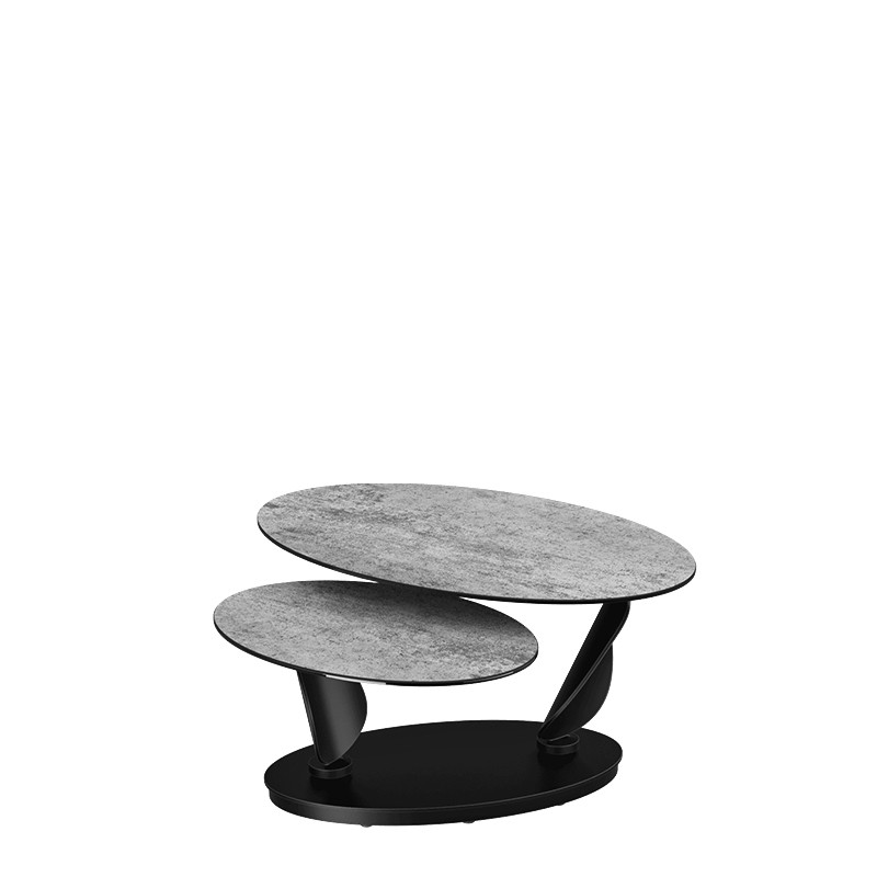 Table basse plateaux pivotants ROSA double céramique, 7 finitions Akante
