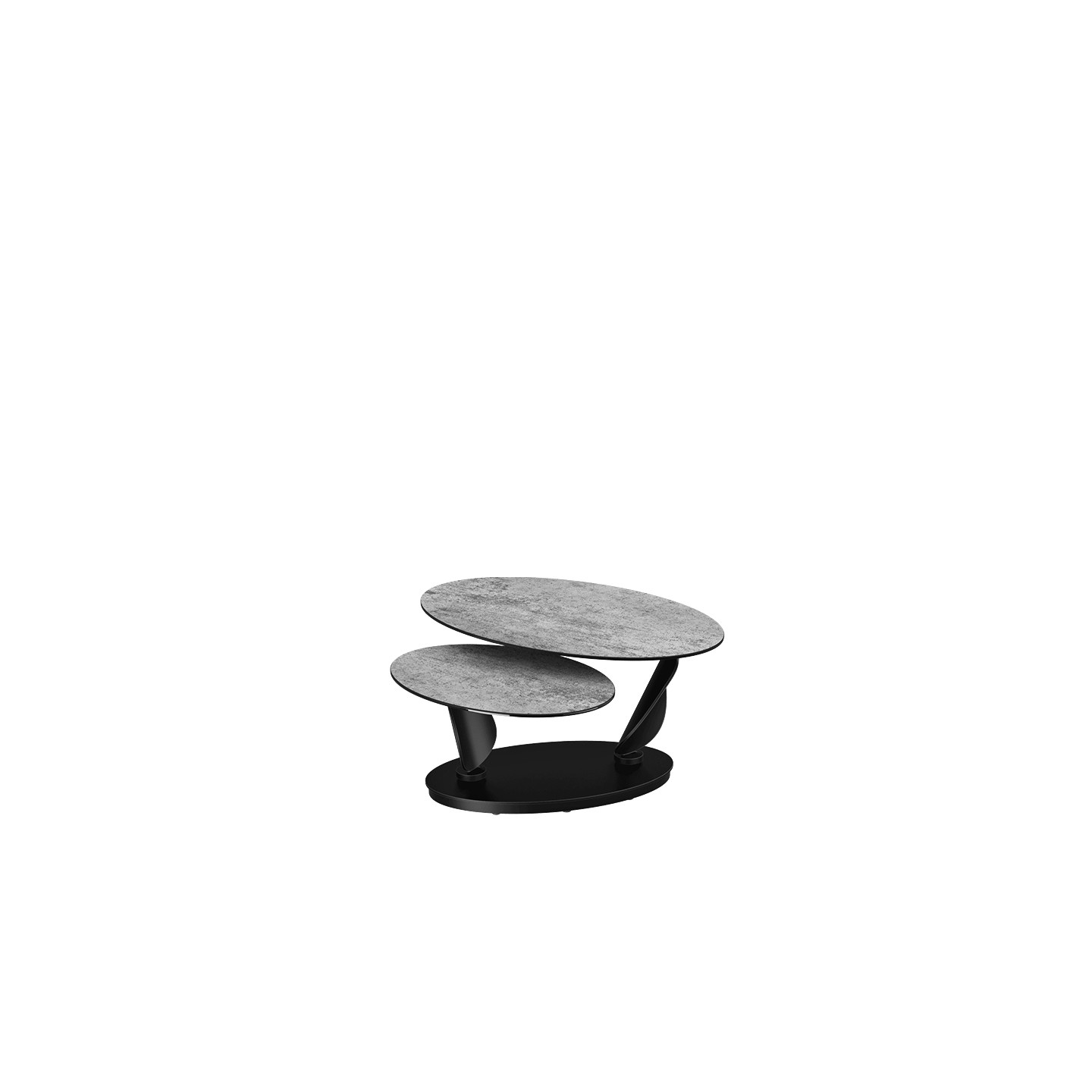 Table basse plateaux pivotants ROSA double céramique, 7 finitions Akante