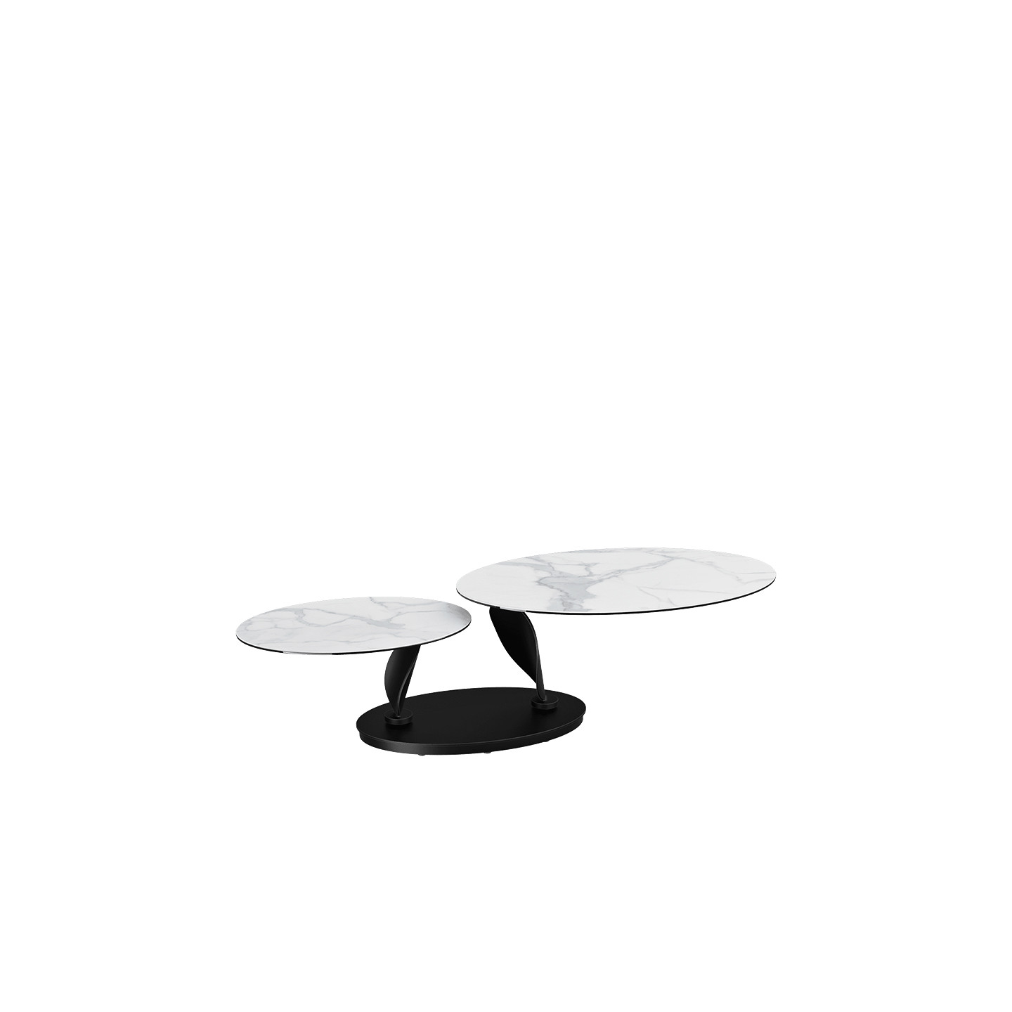 Table basse plateaux pivotants ROSA double céramique, 7 finitions Akante